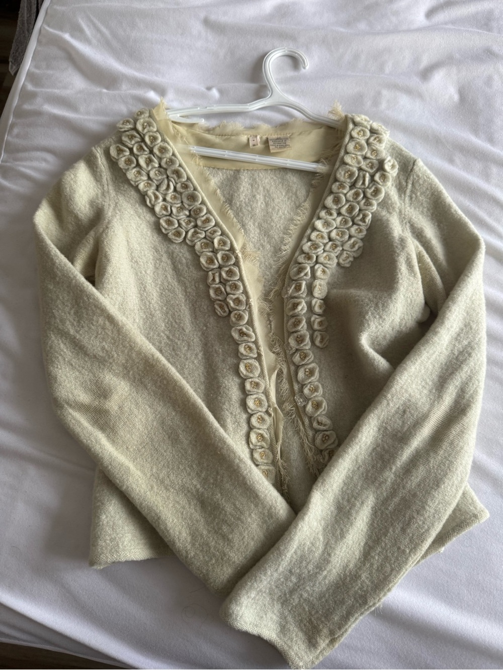 Anthropologie Floral Appliqué V-Neck Women's Cardigan
